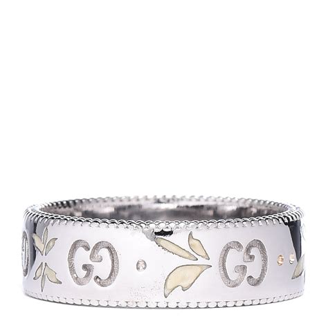 gucci enamel icon blooms ring|GUCCI 18K White Gold Enamel Icon Blooms Ring 51 5.75.